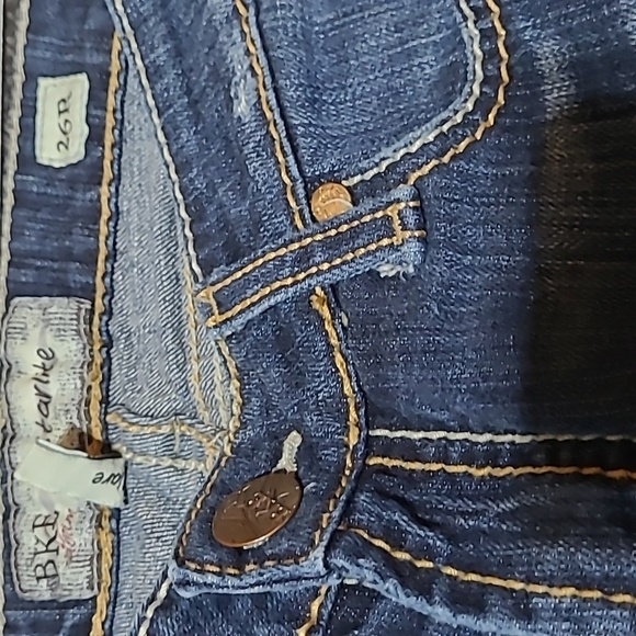 BKE STARLITE EMBROIDERED DISTRESSED FLARE-LEG DENIM JEAN - Picture 7 of 14